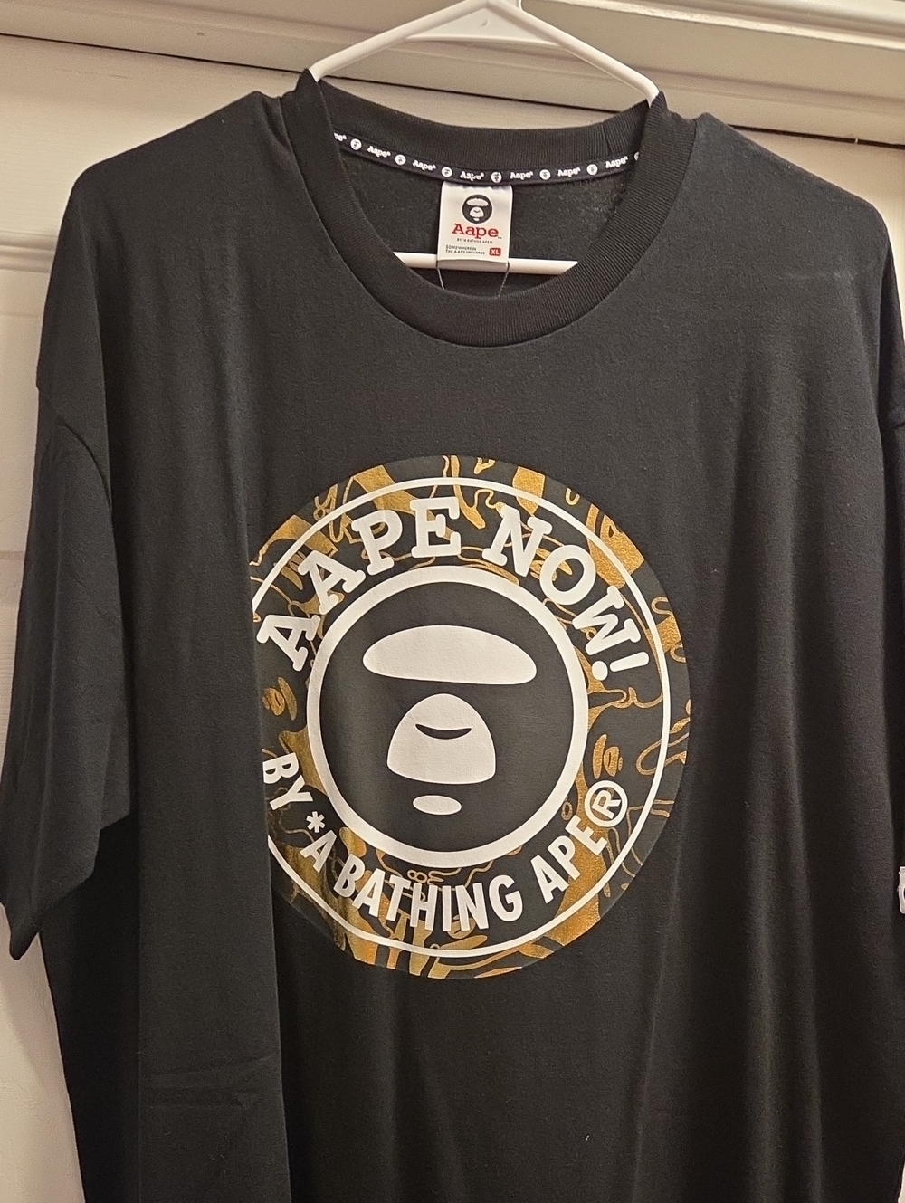 BAPE Black Logo Tee with Gold Accent